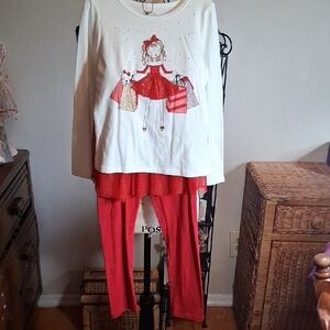 Kidtopua Girls' Red and White Shopping Girl Outfit Size 7